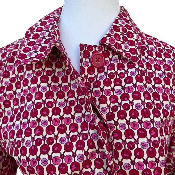 GAP Spring Tulips Pink Red Trench Coat Size Medium Coat - Picture 5 of 7